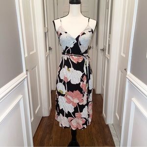 Cupcakes and cashmere floral spagetti strapped wrap dress, size XS